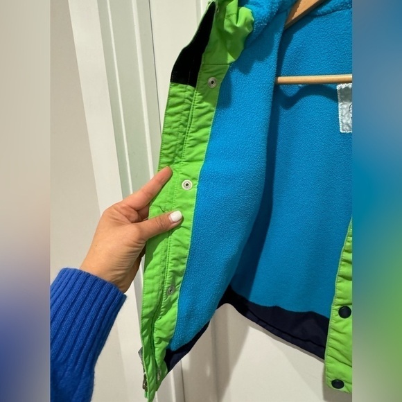 Hanna Anderson Fleeced Lined blue Multicolor 90s Style Hooded Jacket 110 J - Picture 10 of 10